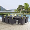 Modway Convene 11 Piece Outdoor Patio Dining Set - Espresso Peridot - Lifestyle