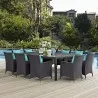 Modway Convene 11 Piece Outdoor Patio Dining Set - Espresso Turquoise - Lifestyle - Modway Convene 11 Piece Outdoor Patio Dining Set - Espresso Turquoise - Lifestyle