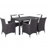 Modway Convene 7 Piece Outdoor Patio Dining Set - Espresso White - Set in Front Side Angle