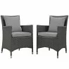 Modway Sojourn 2 Piece Outdoor Patio Sunbrella® Dining Set - Canvas Charcoal Gray - Set in Front Side Angle - Modway Sojourn 2 Piece Outdoor Patio Sunbrella® Dining Set - Canvas Charcoal Gray - Set in Front Side Angle
