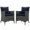 Modway Sojourn 2 Piece Outdoor Patio Sunbrella® Dining Set - Canvas Navy - Set in Front Angle - Modway Sojourn 2 Piece Outdoor Patio Sunbrella® Dining Set - Canvas Navy - Set in Front Angle