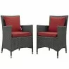 Modway Sojourn 2 Piece Outdoor Patio Sunbrella® Dining Set in Canvas Red - Set in Front Side Angle - Modway Sojourn 2 Piece Outdoor Patio Sunbrella® Dining Set in Canvas Red - Set in Front Side Angle