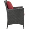 Modway Sojourn 2 Piece Outdoor Patio Sunbrella® Dining Set in Canvas Red - Side Angle