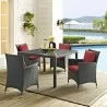 Modway Sojourn 4 Piece Outdoor Patio Sunbrella® Dining Set - Canvas Red - Lifestyle - Modway Sojourn 4 Piece Outdoor Patio Sunbrella® Dining Set - Canvas Red - Lifestyle