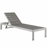 Modway Shore Outdoor Patio Aluminum Chaise - Silver Gray - Reclined in Front Side Angle - Modway Shore Outdoor Patio Aluminum Chaise - Silver Gray - Reclined in Front Side Angle