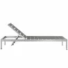 Modway Shore Outdoor Patio Aluminum Chaise - Silver Gray - Reclined in Side Angle - Modway Shore Outdoor Patio Aluminum Chaise - Silver Gray - Reclined in Side Angle