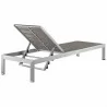 Modway Shore Outdoor Patio Aluminum Chaise - Silver Gray - Reclined in Back Side Angle - Modway Shore Outdoor Patio Aluminum Chaise - Silver Gray - Reclined in Back Side Angle