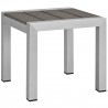 Modway Shore Outdoor Patio Aluminum Side Table - Silver Gray - Front Side Angle