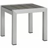 Modway Shore Outdoor Patio Aluminum Side Table - Silver Gray - Front Side Angle - Modway Shore Outdoor Patio Aluminum Side Table - Silver Gray - Front Side Angle