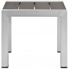 Modway Shore Outdoor Patio Aluminum Side Table - Silver Gray - Front Angle
