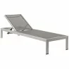 Modway Shore Outdoor Patio Aluminum Mesh Chaise in Silver Gray - Front Side Angle - Modway Shore Outdoor Patio Aluminum Mesh Chaise in Silver Gray - Front Side Angle