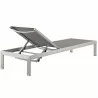 Modway Shore Outdoor Patio Aluminum Mesh Chaise in Silver Gray - Back Side Angle - Modway Shore Outdoor Patio Aluminum Mesh Chaise in Silver Gray - Back Side Angle