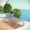Modway Shore Outdoor Patio Aluminum Mesh Chaise in Silver Gray - Lifestyle - Modway Shore Outdoor Patio Aluminum Mesh Chaise in Silver Gray - Lifestyle