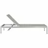 Modway Shore Outdoor Patio Aluminum Rattan Chaise - Silver Brown Gray - Reclined in Side Angle - Modway Shore Outdoor Patio Aluminum Rattan Chaise - Silver Brown Gray - Reclined in Side Angle