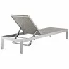 Modway Shore Outdoor Patio Aluminum Rattan Chaise - Silver Brown Gray - Reclined in Back Side Angle - Modway Shore Outdoor Patio Aluminum Rattan Chaise - Silver Brown Gray - Reclined in Back Side Angle