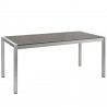 Modway Shore Outdoor Patio Aluminum Dining Table - Silver Gray - Front Side Angle