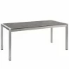 Modway Shore Outdoor Patio Aluminum Dining Table - Silver Gray - Front Side Angle - Modway Shore Outdoor Patio Aluminum Dining Table - Silver Gray - Front Side Angle