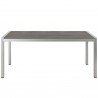 Modway Shore Outdoor Patio Aluminum Dining Table - Silver Gray - Front Angle