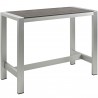 Modway Shore Outdoor Patio Aluminum Rectangle Bar Table - Silver Gray - Front Side Angle