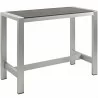 Modway Shore Outdoor Patio Aluminum Rectangle Bar Table - Silver Gray - Front Side Angle - Modway Shore Outdoor Patio Aluminum Rectangle Bar Table - Silver Gray - Front Side Angle