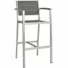 Modway Shore Outdoor Patio Aluminum Bar Stool - Silver Gray - Front Side Angle - Modway Shore Outdoor Patio Aluminum Bar Stool - Silver Gray - Front Side Angle