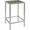 Modway Shore Outdoor Patio Aluminum Bar Table - Silver Gray - Front Side Angle