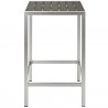 Modway Shore Outdoor Patio Aluminum Bar Table - Silver Gray - Front Angle