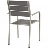 Modway Shore Outdoor Patio Aluminum Dining Rounded Armchair - Silver Gray - Back Side Angle