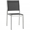 Modway Shore Outdoor Patio Aluminum Side Chair in Silver Black - Front Side Angle
