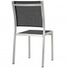 Modway Shore Outdoor Patio Aluminum Side Chair in Silver Black - Black Side Angle