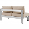 Modway Shore Right-Arm Corner Sectional Outdoor Patio Aluminum Loveseat - Silver Navy - Back Angled