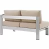 Modway Shore Right-Arm Corner Sectional Outdoor Patio Aluminum Loveseat - Silver Navy - Back Angled - Modway Shore Right-Arm Corner Sectional Outdoor Patio Aluminum Loveseat - Silver Navy - Back Angled