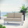 Modway Shore Right-Arm Corner Sectional Outdoor Patio Aluminum Loveseat - Silver Navy - Lifestyle
