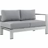 Modway Shore Right-Arm Corner Sectional Outdoor Patio Aluminum Loveseat - Silver Gray - Front Side Angle - Modway Shore Right-Arm Corner Sectional Outdoor Patio Aluminum Loveseat - Silver Gray - Front Side Angle