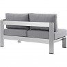 Modway Shore Right-Arm Corner Sectional Outdoor Patio Aluminum Loveseat - Silver Gray - Back Side Angle