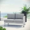 Modway Shore Right-Arm Corner Sectional Outdoor Patio Aluminum Loveseat - Silver Gray - Lifestyle - Modway Shore Right-Arm Corner Sectional Outdoor Patio Aluminum Loveseat - Silver Gray - Lifestyle