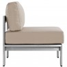 Modway Shore Armless Outdoor Patio Aluminum Chair - Silver Beige -  Side Angle