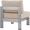 Modway Shore Armless Outdoor Patio Aluminum Chair - Silver Beige - Back Side Angle