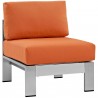 Modway Shore Armless Outdoor Patio Aluminum Chair - Silver Orange - Front Side Angle