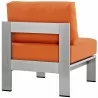 Modway Shore Armless Outdoor Patio Aluminum Chair - Silver Orange - Back Side Angle - Modway Shore Armless Outdoor Patio Aluminum Chair - Silver Orange - Back Side Angle