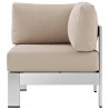 Modway Shore Outdoor Patio Aluminum Corner Sofa in Silver Beige - Side Angle