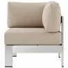 Modway Shore Outdoor Patio Aluminum Corner Sofa in Silver Beige - Side Angle - Modway Shore Outdoor Patio Aluminum Corner Sofa in Silver Beige - Side Angle