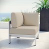 Modway Shore Outdoor Patio Aluminum Corner Sofa in Silver Beige - Lifestyle
