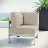 Modway Shore Outdoor Patio Aluminum Corner Sofa in Silver Beige - Lifestyle - Modway Shore Outdoor Patio Aluminum Corner Sofa in Silver Beige - Lifestyle