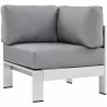 Modway Shore Outdoor Patio Aluminum Corner Sofa in Silver Gray - Front Side Angle - Modway Shore Outdoor Patio Aluminum Corner Sofa in Silver Gray - Front Side Angle