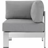 Modway Shore Outdoor Patio Aluminum Corner Sofa in Silver Gray - Side Angle - Modway Shore Outdoor Patio Aluminum Corner Sofa in Silver Gray - Side Angle