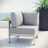Modway Shore Outdoor Patio Aluminum Corner Sofa in Silver Gray - Lifestyle