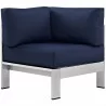 Modway Shore Outdoor Patio Aluminum Corner Sofa - Silver Navy - Front Side View - Modway Shore Outdoor Patio Aluminum Corner Sofa - Silver Navy - Front Side View