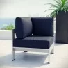 Modway Shore Outdoor Patio Aluminum Corner Sofa - Silver Navy - Lifestyle - Modway Shore Outdoor Patio Aluminum Corner Sofa - Silver Navy - Lifestyle