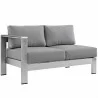 Modway Shore Left-Arm Corner Sectional Outdoor Patio Aluminum Loveseat - Silver Gray - Front Side Angle - Modway Shore Left-Arm Corner Sectional Outdoor Patio Aluminum Loveseat - Silver Gray - Front Side Angle